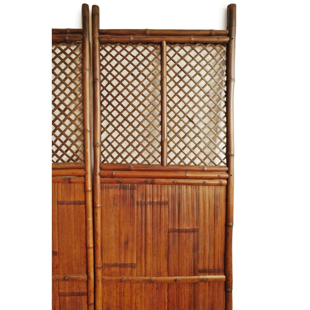 Boho Chic Vintage Bamboo Screen Panels- Set of 4 For Sale - Image 3 of 8
