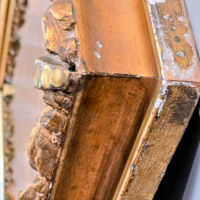 Antique Rococo Revival Gilt Mirror W/ Heavy Mercury Foxing, 28.75x32.5, Traxel & Maas Cincinnati Provenance For Sale - Image 10 of 14