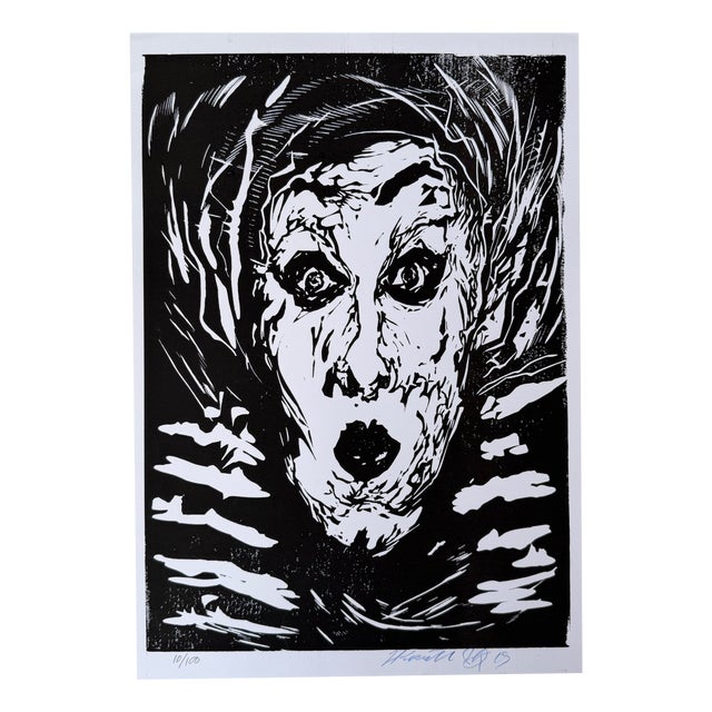 Hans Krull, Expressionist Portrait, 2009, Linocut For Sale