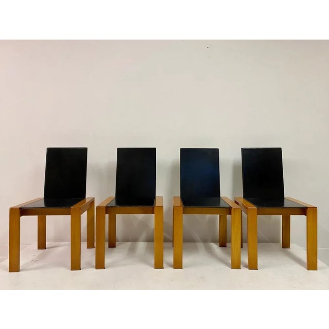 Black Leather Dining Chairs, 1970s, Set of 4 For Sale - Image 9 of 11