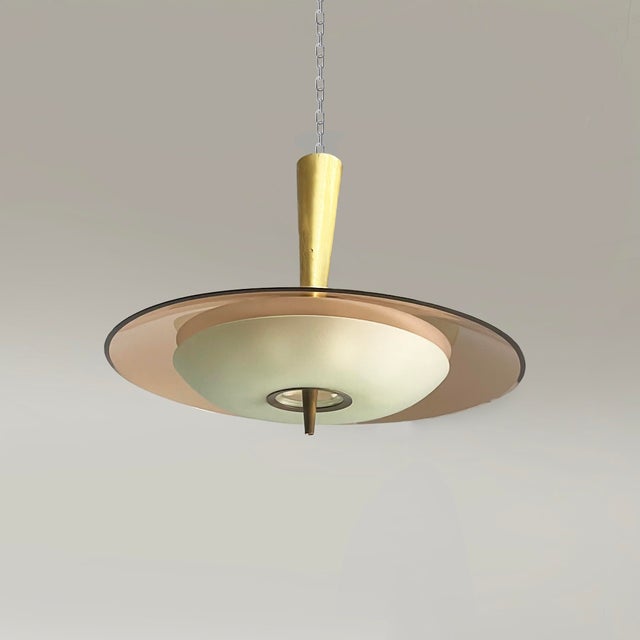 Mid-Century Modern Mid-Century Modern Italian Glass Model 1462 Pendant Light by Max Ingrand for Fontana Arte, 1950s For Sale - Image 3 of 13