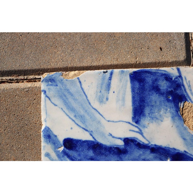 Ceramic 18th Century Portuguese Tile Lady’s Hand Fragment Blue & White Antique Hand Painted For Sale - Image 7 of 8