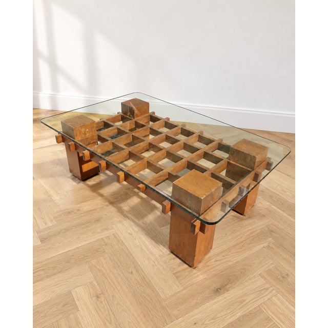 Mid-Century Modern Italian Wood and Glass Coffee Table, 1970s For Sale - Image 11 of 11