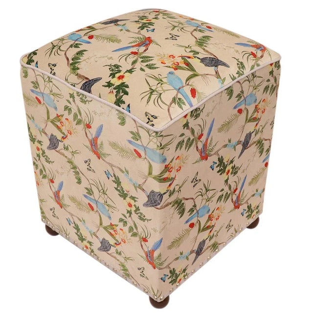 Shabby Chic Handmade Italian Velvet Upholstered Ottoman For Sale - Image 9 of 10