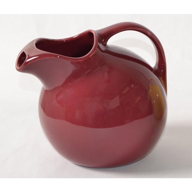 Burgundy 1950s Mid-Century Modern Hall Ceramic Burgundy Ball Pitcher Carafe Vessel California For Sale - Image 8 of 14