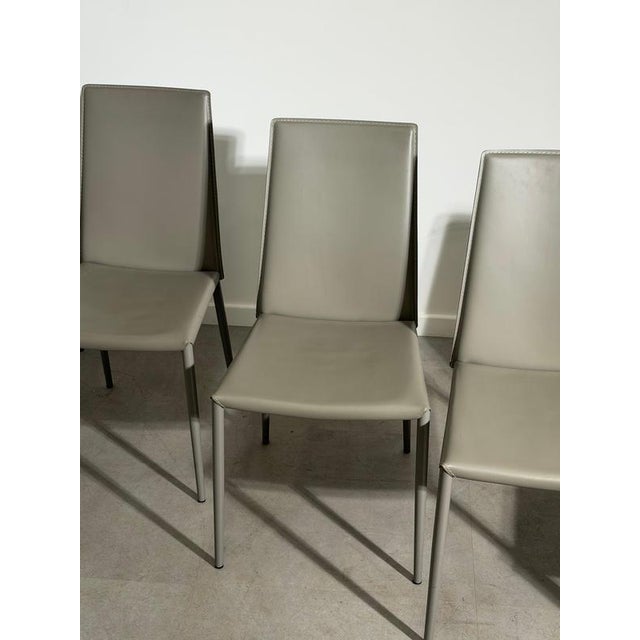 Metal Aida CS1484 Dining Chairs in Leather from Calligaris, Italy, Set of 4 For Sale - Image 7 of 10