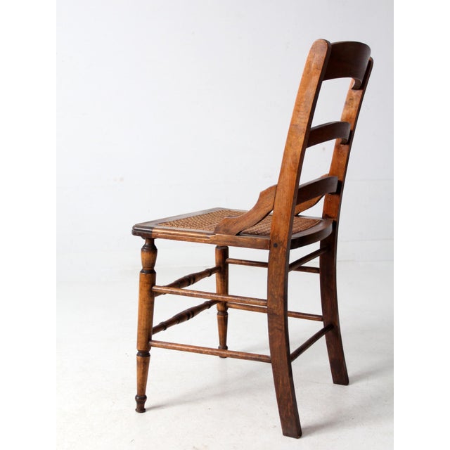 Late 19th Century Antique Ladder Back Cane Seat Dining Chair For Sale - Image 5 of 11