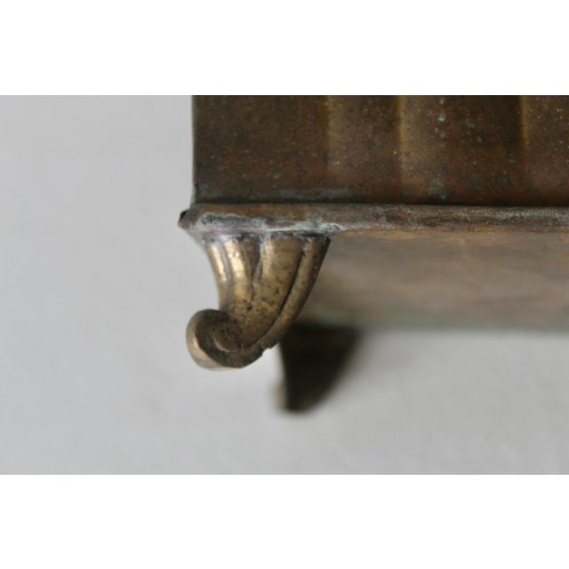 Vintage Footed Embossed Leaf Brass Fluted Planter For Sale - Image 16 of 17