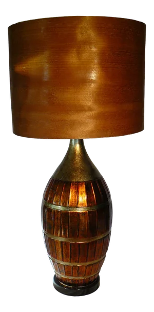 Mid 20th Century Vintage Lamp With Original Wood Shade