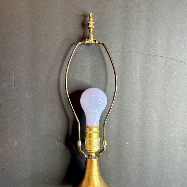 Metal Mid-20th Century Signed Dresden German Cut Crystal & Brass Hollywood Regency Table Lamp For Sale - Image 7 of 12