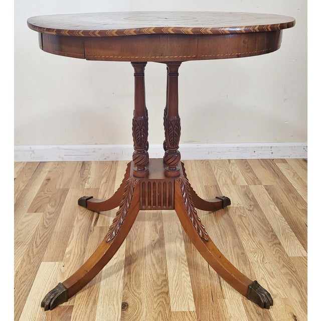 Mid 19th Century Antique Italian 19th C Exotic Inlaid Oilvewood Salon Side Table For Sale - Image 5 of 15