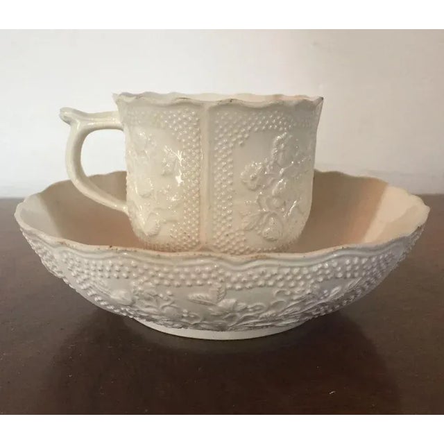 French 1760 French Rambervillers Pottery Tea Cup & Saucer - A Pair For Sale - Image 3 of 11