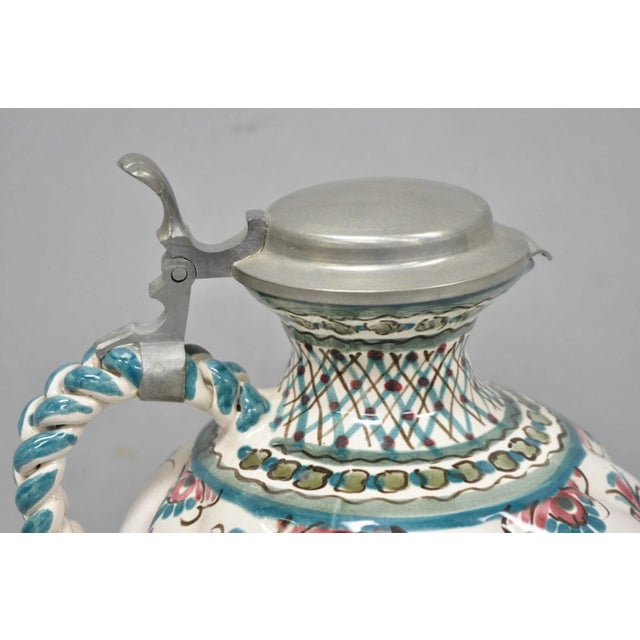 Vintage Keck Keramik Hand Painted Ceramic Pottery German Stein Wine Pitcher For Sale - Image 4 of 15