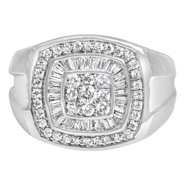 14K White Gold Men's Diamond Band Ring (1 cttw, H-I Color, SI1-SI2 Clarity) Size 10.5 For Sale