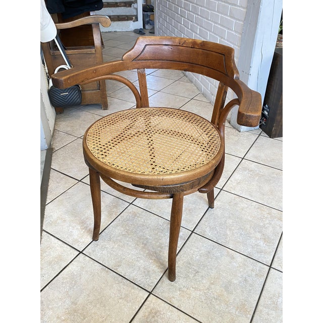 Bistro-Style Desk Chair in Bentwood with Cane Seat, 1930s For Sale - Image 6 of 18