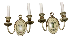 1920s Caldwell Hand Painted Sconces - a Pair