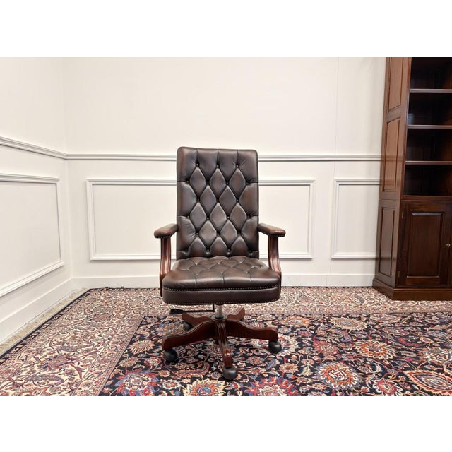 Classic and Elegant | Antique office chairs in English, Classic and Chesterfield style. This beautiful office chair is the...