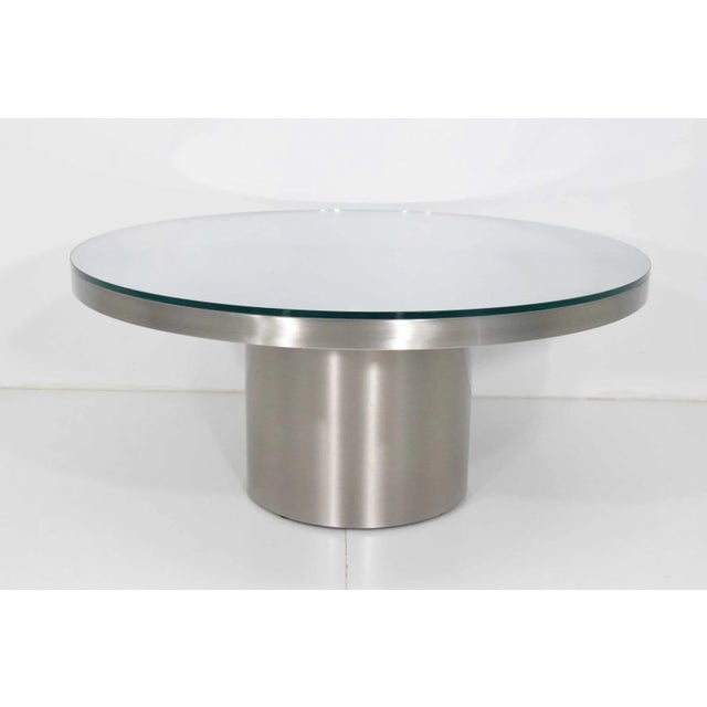 Modern Stainelss Steel Pedestal Base Coffee Table For Sale - Image 3 of 9