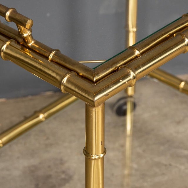 20th Century French Bamboo Effect Brass & Glass Drinks Trolley, 1970s, Set of 2 For Sale - Image 10 of 16