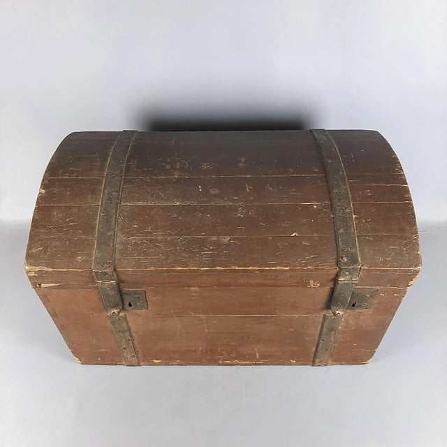 Vintage Industrial Wooden Iron Trunk, 1920s For Sale - Image 6 of 13