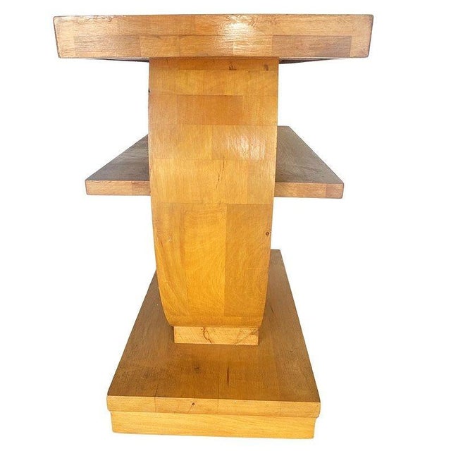 1930s 1930s Blond Geometric Art Deco Side Table Attributed to Gilbert Rohde for Brown Saltman For Sale - Image 5 of 8