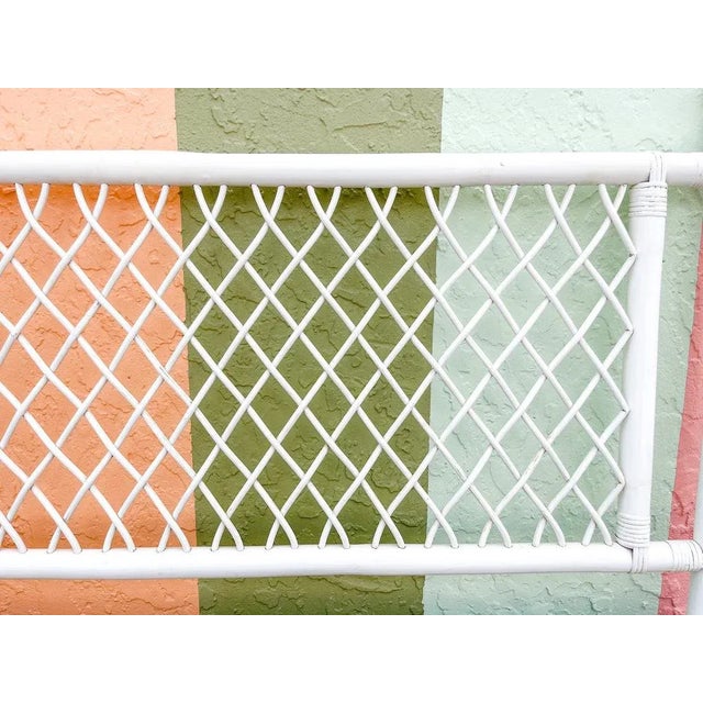 White Palm Beach Regency Lattice Love Rattan King Headboard For Sale - Image 8 of 11