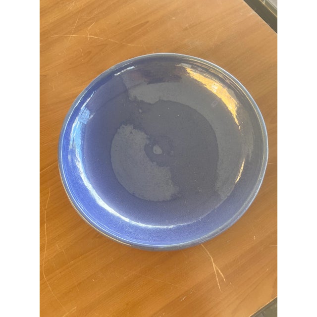 Blue Low Bowl /Plate by Bybee Kentucky Pottery Signed For Sale In West Palm - Image 6 of 6