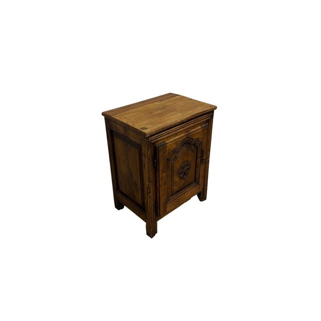Small 19th-Century Walnut Cabinet with Decorated Door For Sale - Image 3 of 5