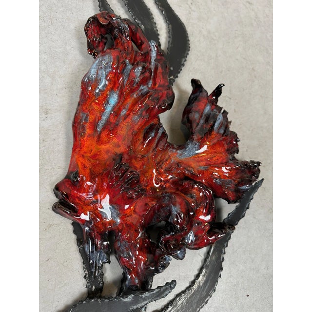 Ceramic angelfish on metal construction. 1970s. Not signed. No bonding or chips. Height: 60cm. Width: 30cm. Depth: 6cm....