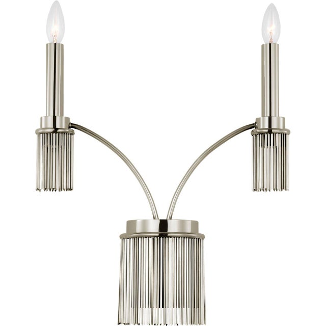 Fisher Weisman for Visual Comfort Signature Sutton Double Sconce in Polished Nickel For Sale
