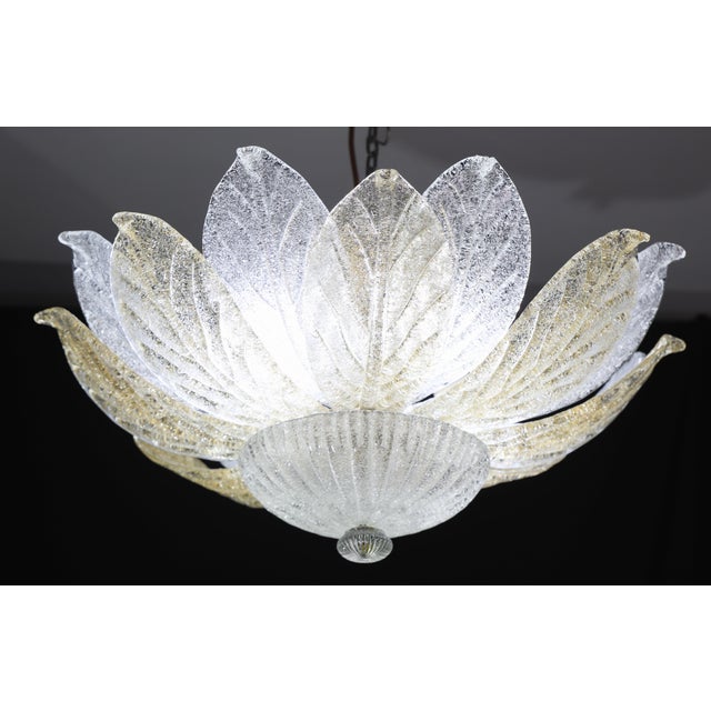 1980s Vintage Italian Murano Glass Amber and Trasparent Ceiling Light For Sale - Image 5 of 13