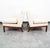 American designed tufted Slipper chairs in off white / cream fabric. Great neutral colors for almost any modern space....