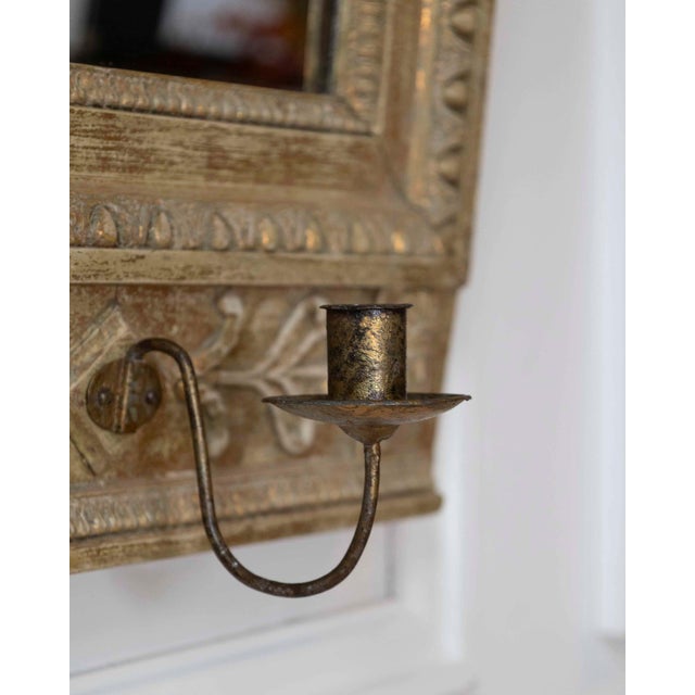 Gold 19th Century Swedish Neoclassical Painted Mirror With Sphinx Crest and Candle Sconce For Sale - Image 8 of 11