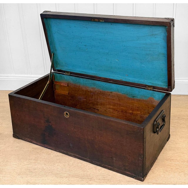 Early 20th Century Antique Large Primitive Wood Machinist Chest Tool Box For Sale - Image 5 of 13