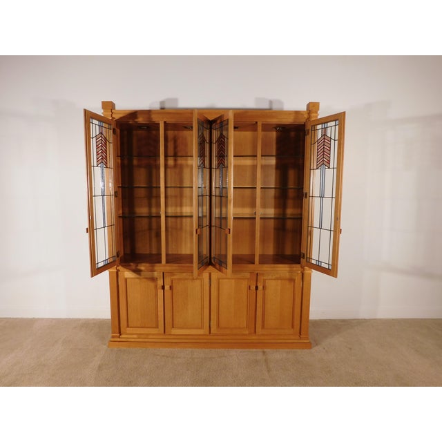 Frank Lloyd Wright Style Tiger Oak China Display Cabinet by Swartzendruber For Sale In South Bend - Image 6 of 18