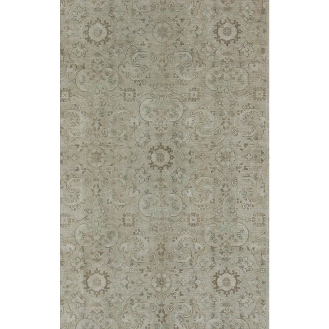 Vintage Earth Tone Oushak Rug in Sand Color Background With All-Over Design For Sale - Image 4 of 6