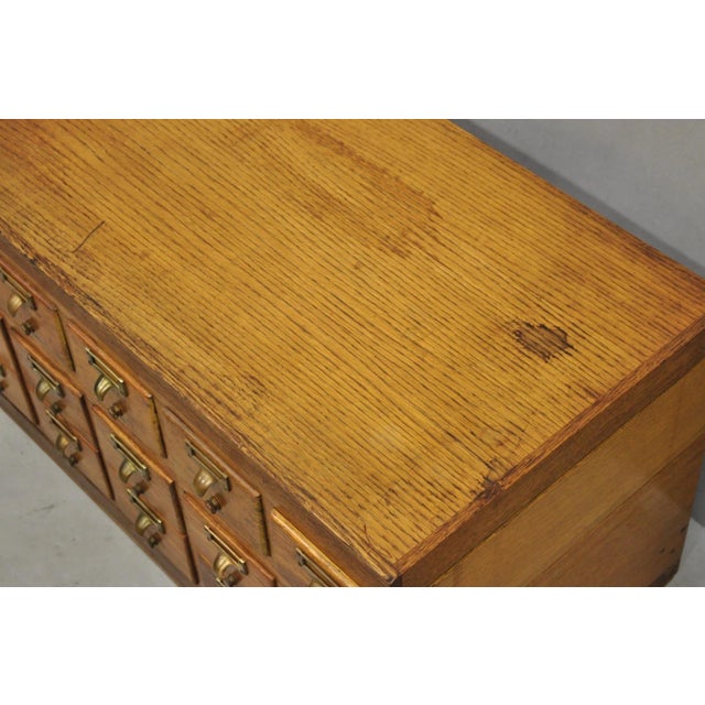 Antique Arts & Crafts Library 15 Drawer Mission Oak Stacking Card File Cabinet For Sale - Image 12 of 18