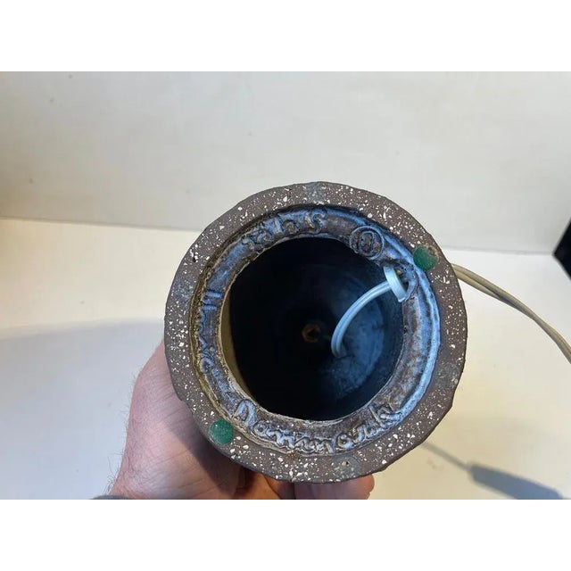 Ceramic Danish Stoneware Table Lamp with Purple Glaze and Cubist Motif, 1970s For Sale - Image 7 of 10