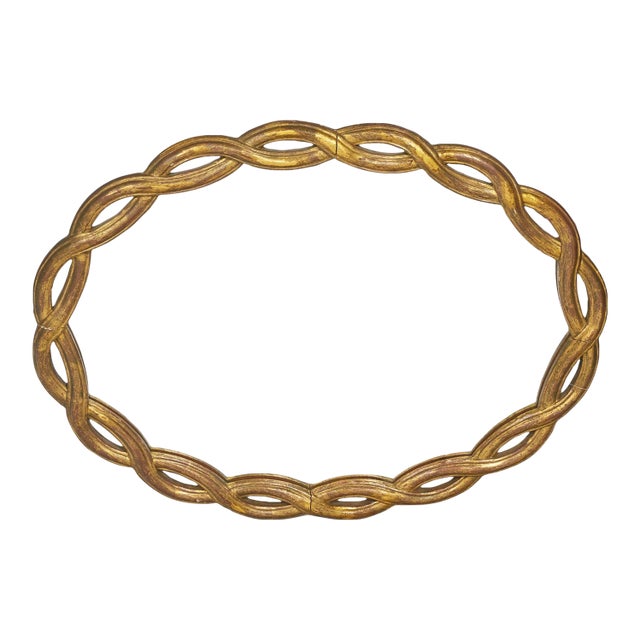 1950s Large Oval Giltwood Mirror For Sale