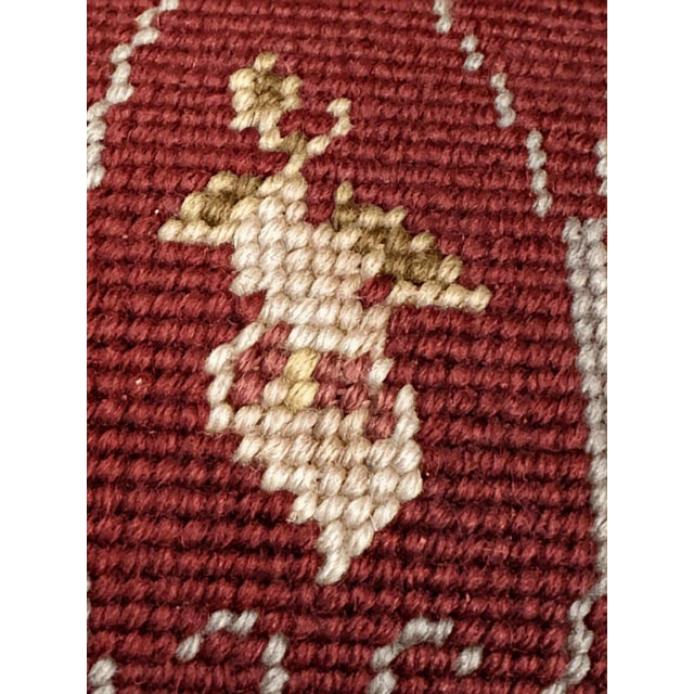 Traditional Antique Needlepoint Textile Upholstered Floral Design Footstool For Sale - Image 3 of 4