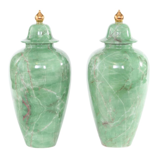 Mid Century Modern English Porcelain Covered Urns For Sale