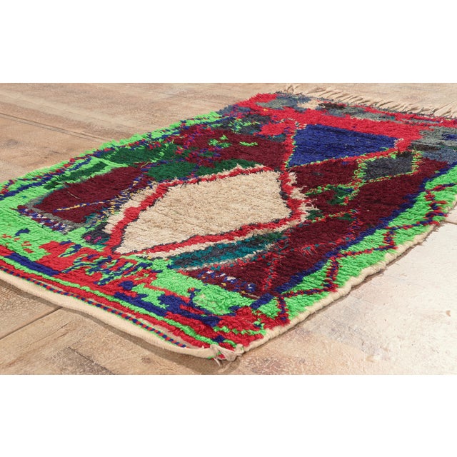 Maroon Vintage Boujad Moroccan Rug, 03'05 X 04'07 For Sale - Image 8 of 10