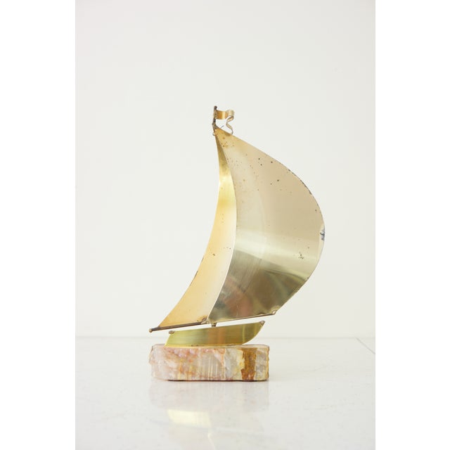 Metal Vintage Brass Sailboat Sculpture For Sale - Image 7 of 7