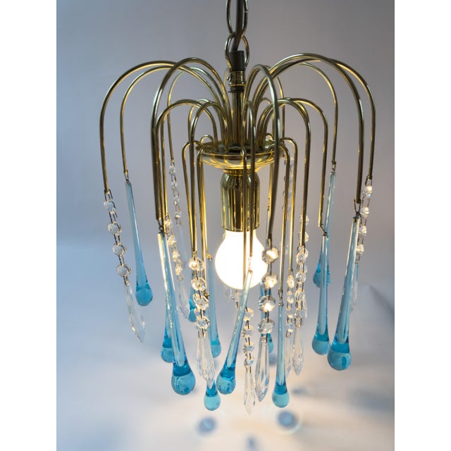 Vintage Murano-Style Blue Glass Teardrop Waterfall Chandelier, C. 1970 For Sale - Image 13 of 18