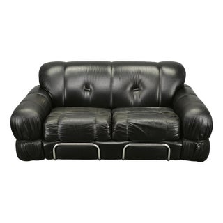 Italian 2-Seater Sofa in Chrome and Leatherette by Adriano Piazzesi, 1970s For Sale