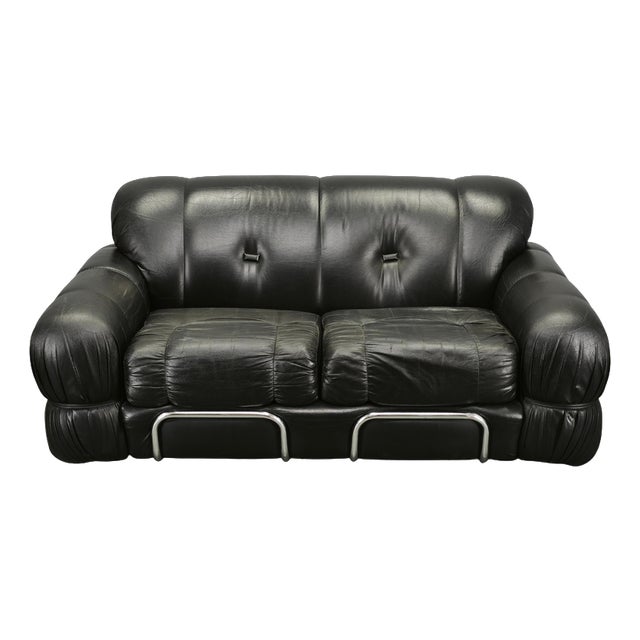 Italian 2-Seater Sofa in Chrome and Leatherette by Adriano Piazzesi, 1970s For Sale