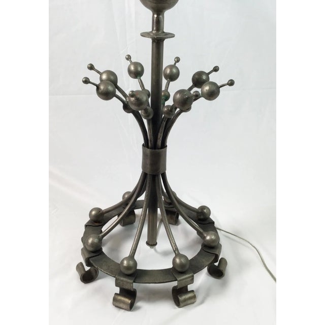Postmodern Silvered and Aged Metal Table Lamps - A Pair For Sale In Philadelphia - Image 6 of 10