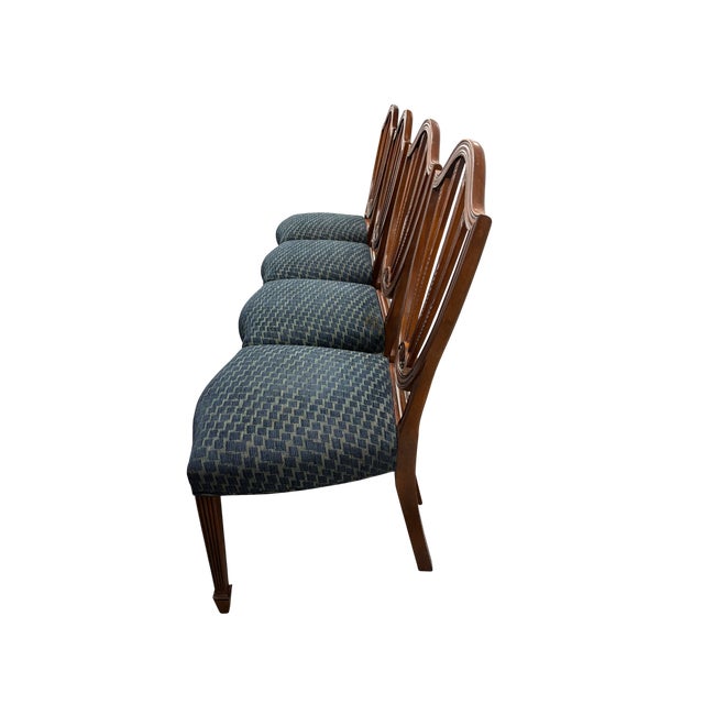 Baker Furniture Company Late 20th Century Baker Furniture Historic Charleston Federal Style Carved Mahogany Shield Back Dining Chairs - A Set of 4 For Sale - Image 4 of 12