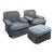 Custom Design Roll Arm Chairs + Ottoman, Set of Three For Sale