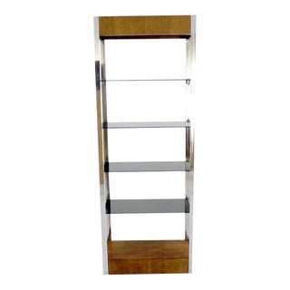 Chrome and Walnut Etagere, 1970s For Sale